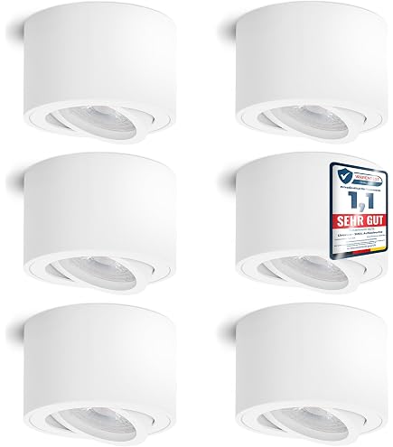 Oktaplex Aufbauspot Set 3 Stück – Dimmbare LED 4,8W, 3000K Warmweiß, Schwenkbar, Aufputz-Montage