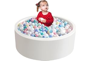 Aunekiv Baby Ball Pit, Round Soft Foam Ball Pit for Toddlers, Indoor Outdoor Small Kids Ball Pool, 90x30cm, Balls Not Included, White