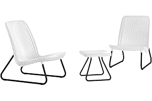 Keter Río Conjunto de jardín o terraza Exterior 2 sillas y Mesa, Resina con Acabado ratán Plano, Color Blanco