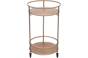 Monster Shop Drinks Trolley Bar Cart Serving Table Rose Gold On Wheels Round Storage Organisation Décor Art Deco 30's Style Cocktail Tea Party Furniture Side-table Modern Vintage 2 Shelves