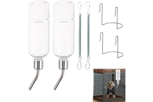 XCNPER 2 Pack Rabbit Bottles, Rabbit Water Bottle, Guinea Pig Water Bottle Non Drip, 180ml Transparent Plastic and Stainless Steel, Ideal for Hamster Water Bottles Use in Home and Pet Stores