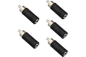Jopto 5 adaptadores Hembra Mono Jack Hembra de 3,5 mm a RCA Macho, de Alto Rendimiento, Mini Jack Mono Hembra a un Solo RCA Phono Macho, convertidor de Audio RCA Profesional, Adaptador AV RCA Negro