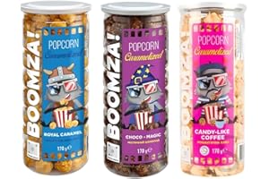 Cocojoy Pop Corn Caramellati Royal Caramel, Choco Magic, Candy Coffee 3 Barattoli da 170 gr