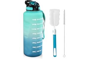MOLEKSDAL 1.5 L Trinkflasche, BPA-freies Tritan-Material 1500 ml Große Sportwasserflasche mit Trinkhalm und Zeitmarkierung, für Sport, Fitness, Laufen, Wandern - Spülmaschinenfest(Cyan Mix)
