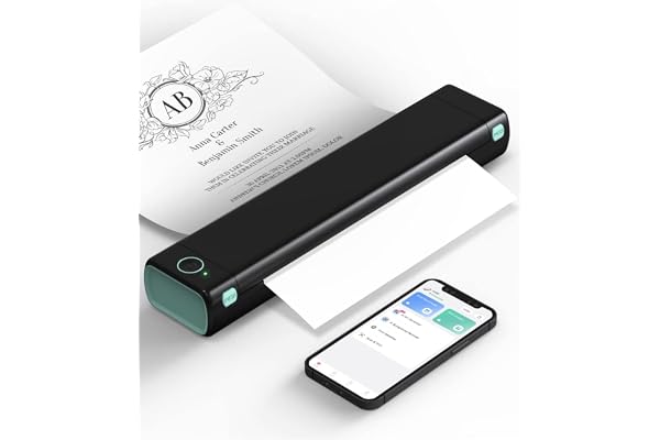 Phomemo M08F Imprimante Portable, Imprimante Compacte Thermique sans Encre, Compatible avec Les Bluetooth avec Smartphone, USB avec Tablette/Mac