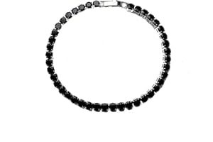 GIONATAN SHOP Braccialetto da tennis per uomo ragazzo in catena con strass di colore nero elegante e alla moda bracciale sportivo sport