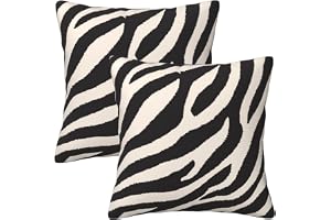 HOSTECCO Set med 2 randiga kuddfodral i sammet med zebratryck, 50 cm x 50 cm, randiga kuddfodral i sammet, moderna dekorativa
