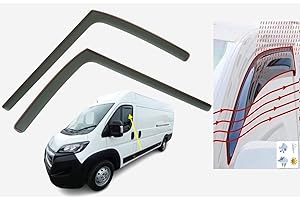 DAYUDDRICAR OEMM-Set von 2 Windabweisern IN-CHANNEL-Typ Kompatibel mit CITROEN RELAY, CITROEN JUMPER, PEUGEOT BOXER, FIAT DUCATO 2006 bis 2024 MODELLE Seitenfenster-Abweiser Sonnenblenden