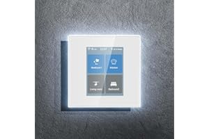 LANBON LCD 4 Gang Smart Light Switch,by Mesh WiFi No Lag & Drop, Neutral Wire Required Working with Smart Living APP Supports Alexa&Google Home(L8-HS4-Sl-White)