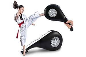YOSOO 1 Palas de Patada, Taekwondo Foot Target piel Sintética y EVA, Para Tae Kwon do Boxing Karate Training, Black