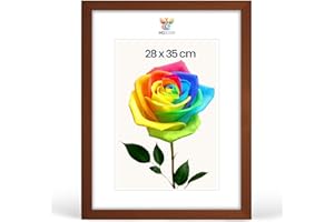 MG Design Cadre photo 28 x 35 cm – Cadre en bois Marron avec verre acrylique incassable, portrait & paysage, à accrocher et à poser