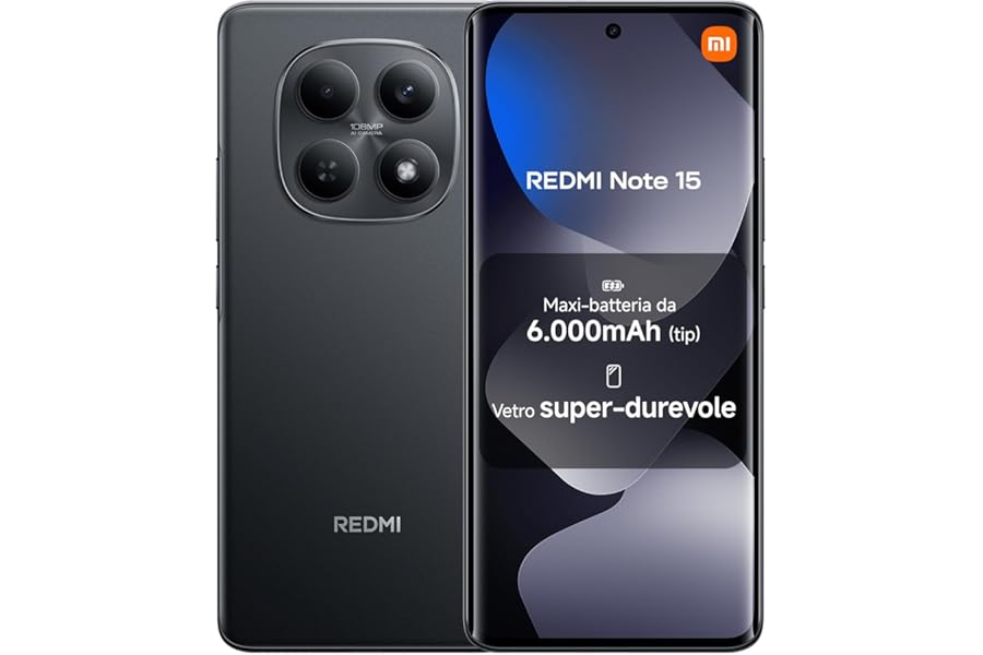 XIAOMI Redmi Note 15, Smartphone 8+256GB, 6000mAh Battery, Water Resistant, 108MP Super Sharp Camera, 6.77" FHD+ Display, Black, 2 Year Warranty, Charger Not Included