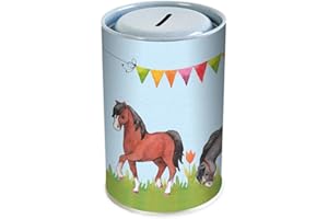 ‎GRÄTZ VERLAG Spardose Pferd I Für Kinder I Sparschbünchse Blechdose mit Pferden für Mädchen I Prima Geschenkidee zu Geburtstag, Einschulung und Anderen Anlässen