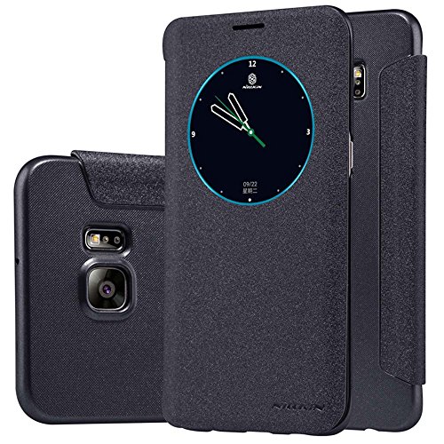 Nilkin Sparkle - Funda protectora antideslizante con ventana inteligente S-view para Samsung Galaxy S6 Edge Plus - Negro