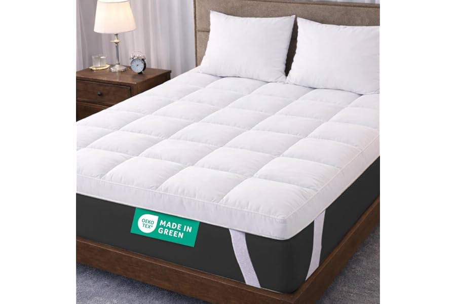 ACRALI HOME Thick Mattress Topper Double Bed (4 Inch/10 cm) Extra Deep Hotel Quality Breathable Bed Topper Quilted Luxury Comfort with Elasticated Straps