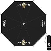 Real Madrid Official Folding and Sturdy Manual Umbrella | Compact Waterproof Umbrella with Manual Opening and Reinforced Stru