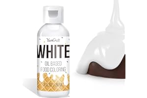 YUMCRAFT Fettlösliche Lebensmittelfarbe - Ölbasis Lebensmittelfarben für Schokolade, Buttercreme, Süßigkeiten, Zuckerguss - Konzentrierte Oil Based Food Coloring zum Backen, Kochen, Fondant (Weiß, 88ml)