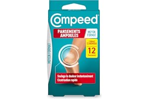 Compeed® - 12 Pansements Ampoules Hydrocolloïde - Effet Seconde Peau - Cicatrisation Rapide - Moyen Format Economique (6,8 x 4,2 cm)