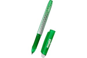 Online stylo gel effaçable magiXX Vert| Stylo à encre gel thermosensible effaçable verte| stylo roller rechargeable avec gomme | pointe moyenne | idéal pour apprendre à écrire, école