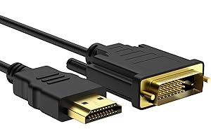 Vecbmn HDMI DVI Adapter Kabel, DVI-D 24 + 1 Stecker auf HDMI Stecker, HD 24+1 bidirektional Konverter unterstützt mit Projektor, Laptop, TV, PC, DVD Player (3M)