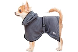 Bella & Balu Peignoir pour chien en microfibre – Peignoir pour très petit chien absorbant pour séchage après baignade, bain ou sortie sous la pluie (XS | Gris)