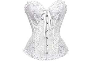 Felcia Women's Corsets Sexy Brocade Overbust Lace up Boned Corsets Shapewear Outfit