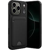 Coverzone iPhone 17 Pro Max ile uyumlu Kılıf N-Kelvin Kartvizitli Kart Taşıma Cebi Soft-Touch Silikon Kapak (Siyah, iPhone 17