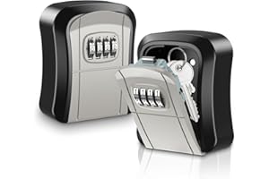 ORIA Caja de Seguridad para Llaves, 2PCS Caja de Almacenamiento de Llaves Montada en Pared, Caja Fuerte de Combinación de 4 Dígitos y Llaves Seguras para Llaves de Casa de Repuesto - Plata