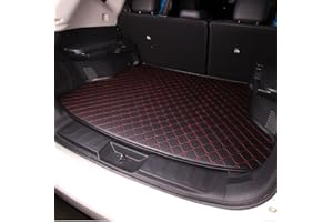 DOUII Funda de Maletero de Coche Protector Maletero para Hyundai Kona EV 2021-2023, Cuero Duradero AntiarañAzos Impermeable Alfombra,Black-Red