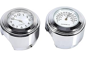 ‎AKOZON Akozon Uhr Motorrad Lenker, Motorrad-Uhren, Lenkerhalterungsuhr, 7 8 1 Motorraduhr Zifferblattuhr 1 Paar Lenkeruhren für Thermometer Temp Weiß
