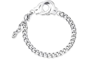 Yifnny Bracciale Manetta, Mini Bracciale Manette Cavigliera in Acciaio Inossidabile Amicizia Polsini Cubano Bracciali Alla Caviglia per Donna Uomo Gioielli Catena Piede