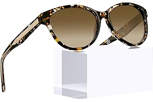 Carfia Gafas de sol Polarizadas Mujer Protección UV, Montura de Acetato Núcleo de Alambre con Diseño en Relieve