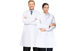Y8HM Batas de Laboratorio para Hombres y Mujeres Bata Blanca para Laboratorio Unisex Uniforme de Enfermera Bata de Trabajo de Alta Calidad ¡Ideal para Médico Enfermeras y Estudi