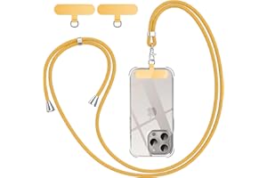 BGHHEU Handykette Universal zum Umhängen,1 Stück Schlüsselband Kette zum Umhängen mit 3 Universelles Pad,Handyband mit Standard Handyhülle kombinierbar,Einstellbar und Abnehmbar - Gelb