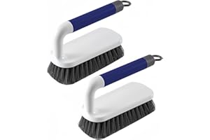 TEL CHARME * Scheuerbürste, Reinigungsbürsten zum Schrubben, Schrubberbürsten mit Griff, für Dusche, Badezimmer, Teppich, Küche und Badewannenreiniger, 2er Pack(Blau)
