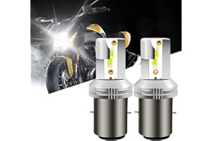 Asasytal BA20D S2 Lampadina LED del Faro Motociclistico, DC12V/24V 20W Alto/Basso Raggio, +350% Super Luminoso 2500 Lumen 6500K Xeno Bianco LED Faro per lo Scooter Motociclistico Moto, 2 Pcs