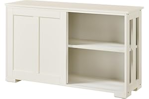 ‎YAHEETECH Yaheetech Küchenschrank Aufbewahrungsschrank mit Stauraum und Schiebetüren Konsolentisch Sideboard aus Holz Küchekommode freistehender Schrank Buffetschrank Beistellschrank Küchenmöbel Cremeweiß