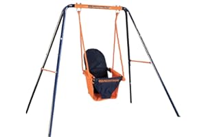 Hedstrom Folding Baby Swing Set | Age 6-36 Months | Outdoor Garden or Home Play Equipment Children | Adjustable Kids Playground | Toddler Toy Chair High Back, Blue/Orange