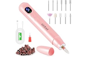 GUPAY Cordless Electric Nail Files, Professional Nail Drill Machine for Acrylic Nails Gel with 5 Adjustable Speed, Portable E File Manicure Pedicure Gifts for Girl Women Beginners (Pink)