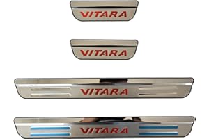 CWWHY 4 Pezzi Soglia Porta Battitacco per Suzuki Vitara 2015-2021, Acciaio Inossidabile Esterno Batticalcagno Prevenire L'Usura Previene Graffi Protezione Accessori Decorativi
