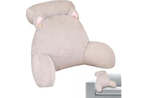 BAVOKON Rückenkissen Lesekissen Stützkissen Mit Armlehnen Und Abnehmbare Nackkissen,Bücherkissen Mit Waschbarem Bezug, Multifunktionales Kissen,Rückenstütze Zum Aufrichten Im Bett Lesen, Entspannen,Fernsehen