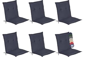 Beautissu Set de 6 Cojines sillas Jardin Loft NL - tumbonas mecedoras de balcón o Asiento Exterior con Respaldo bajo - 100x50x6 cm - Placas compactas de gomaespuma - Azul Marino