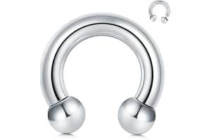 FECTAS PA-ring, internt gängade cirkulära barbells, hästsko, Prince Albert-piercing, smycken 00 G, 0 G, 2 G, 4 G, 6 G, 8 G, 1