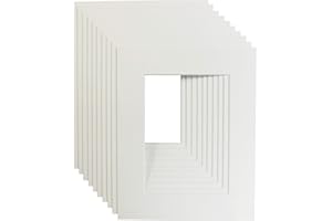 HOOPERSFRAMING Pack of 20 Picture Photo Mounts. Frame size 8x6inch - Inside Aperture to fit 6x4 prints. Choice of White, Black & Antique white- Acid free (Antique White)