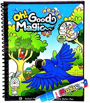 Water Coloring Book,Magic Water Drawing Book,Reusable Coloring Acticity Board,Original Color Doodle Painting Picture Book With Refillable Water Pen For Boys Girls Kids Toddlers (Animal-Themed)