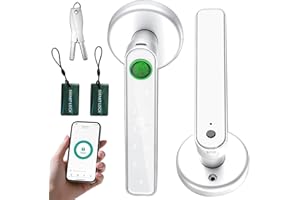 LA MACAZA 5 in 1 Smart Fingerprint Door Lock, Advanced Automatic Digital Handle with APP/Fingerprint/IC Card/Code/Keys, High-Security Electronic Locks for Modern Home/Office, Sleek Chrome