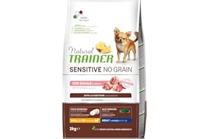 Natural Trainer Sensitive No Grain Cibo per Cani Small&Toy con Maiale e Patate- 2kg