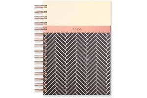 Matilda Myres 2024 Diary - A5 Day a Page - Rose Gold Wiro Bound - January to December Planner - Hardback Covers - Black