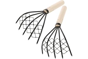 Housoutil 2 Pièces Râteau Net Râteau Net Râteau Fourche à Creuser Râteaux à Fruits De Mer Râteau à Palourdes en Acier Inoxydable Râteau De Crabe De Crustacés Plage Bord De Mer Le Fer Japon