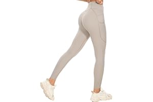 ChunyChi Leggins Deportivos Mujer Largos con Bolsillos, Legegings Opacos de Cintura Alta, Mallas Deporte Mujer Leggins Mujer Push Up para Yoga, Fitness, Longitud Fácilmente Acortable